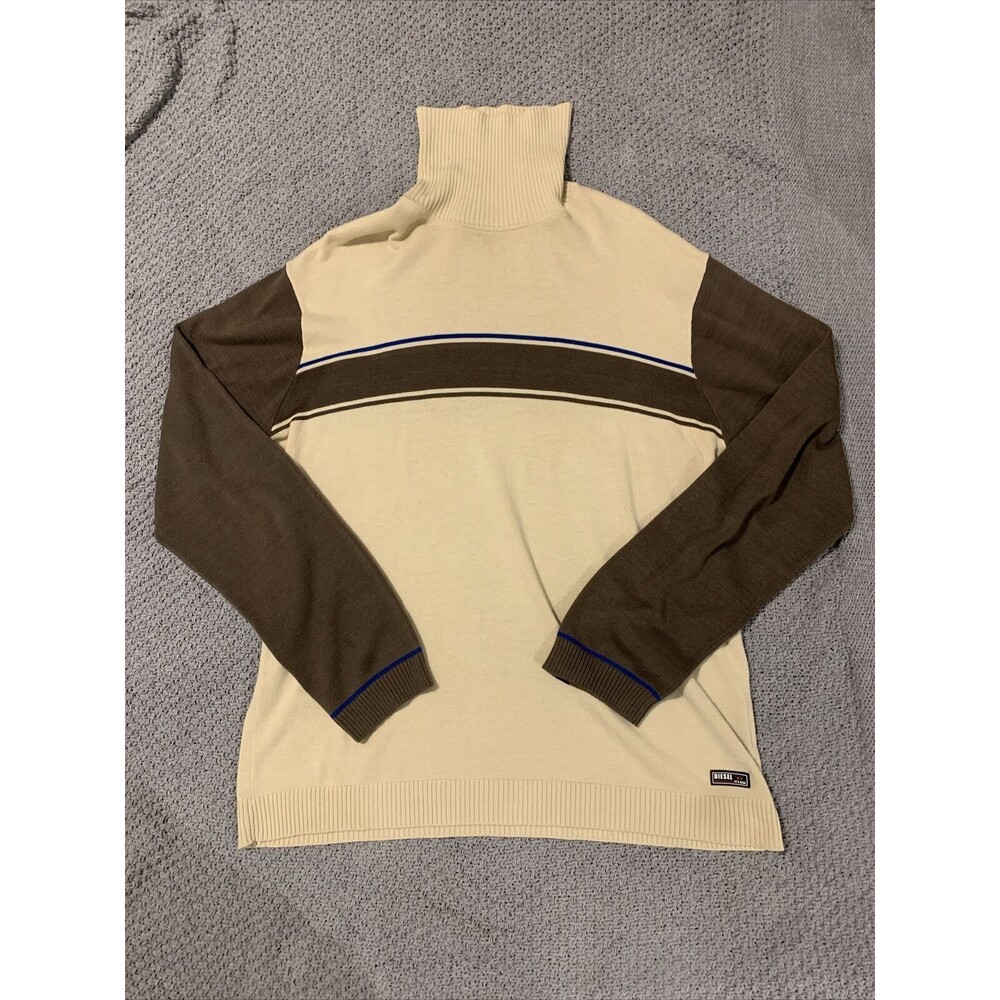 DIESEL Men’s Sweater XL Turtle Neck Striped